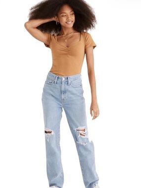 Madewell Baggy Straight Jeans in Earlhurst Wash: Ripped Edition- 28T